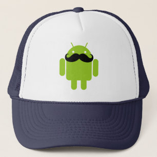 Android Robot Black Mustache Graphic Truckerkappe