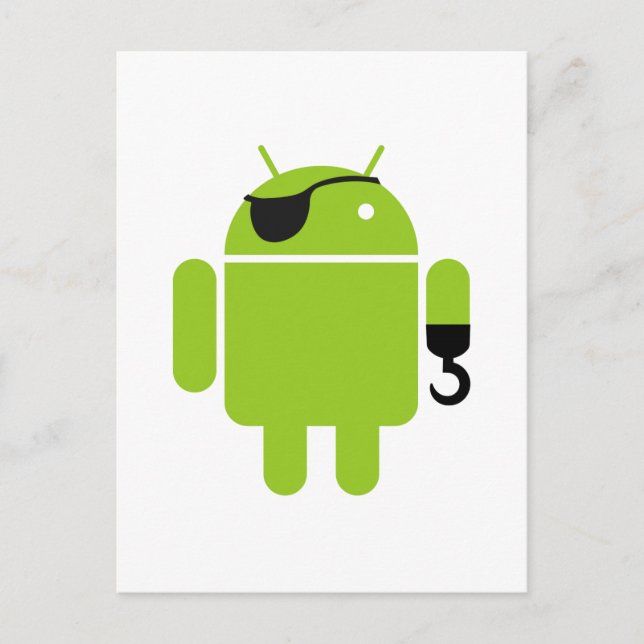 Android Robot Icon als Pirate Postkarte (Vorderseite)