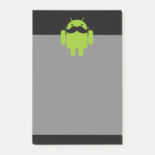 Android Robot Icon Mustache auf schwarz Post-it Klebezettel
