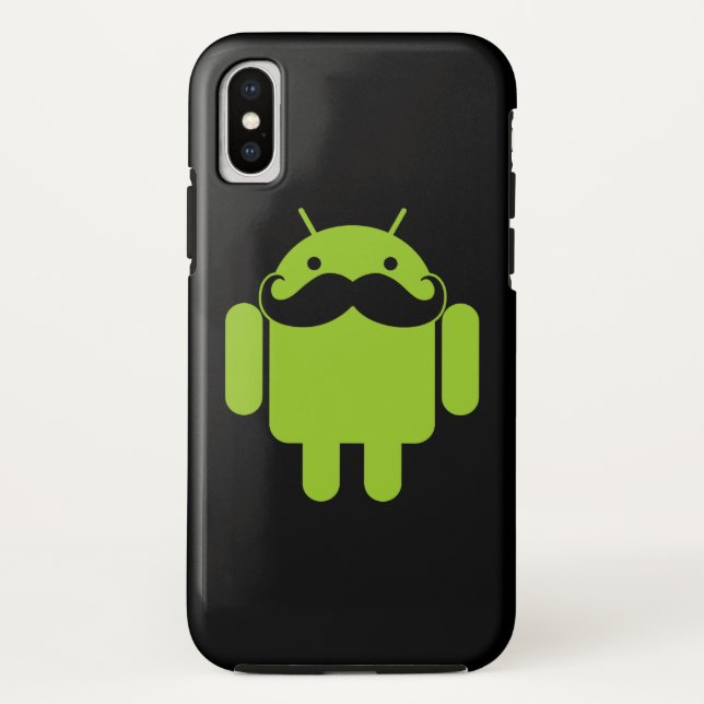 Android Robot Mustache auf Black Case-Mate iPhone Hülle (Rückseite)