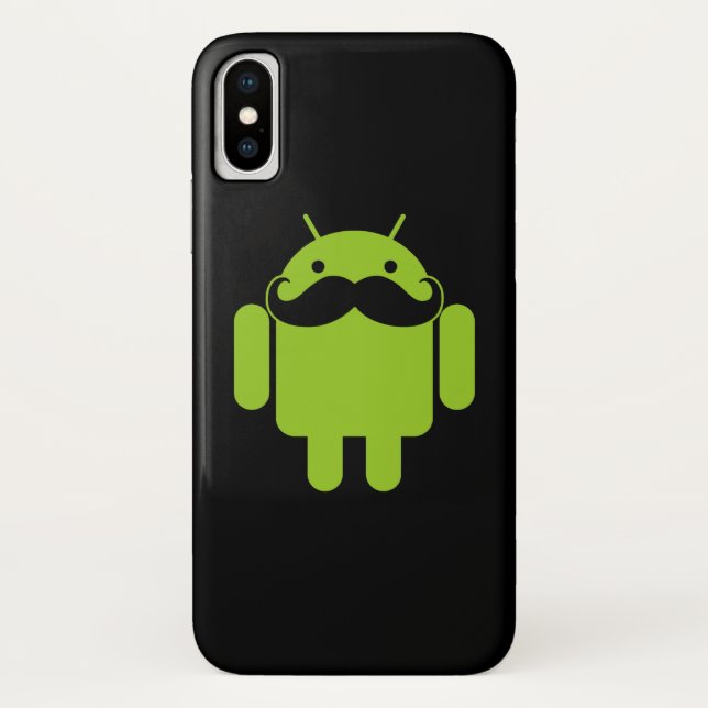 Android Robot Mustache auf Black Case-Mate iPhone Hülle (Rückseite)