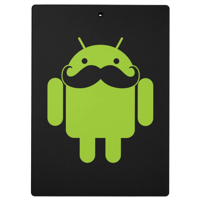 Android Robot Mustache auf Black Klemmbrett (Rückseite)