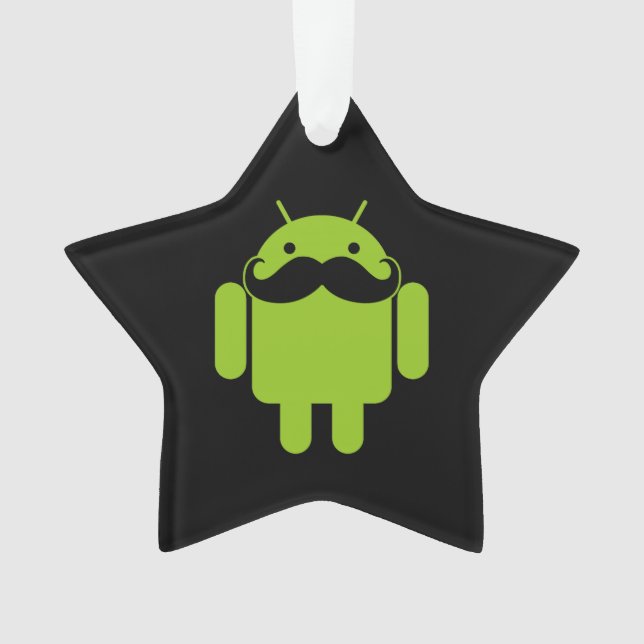 Android Robot Mustache Style auf schwarz Ornament (Vorderseite)