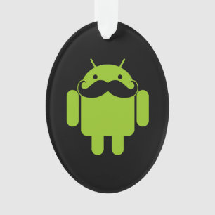 Android Robot Mustache Style auf schwarz Ornament