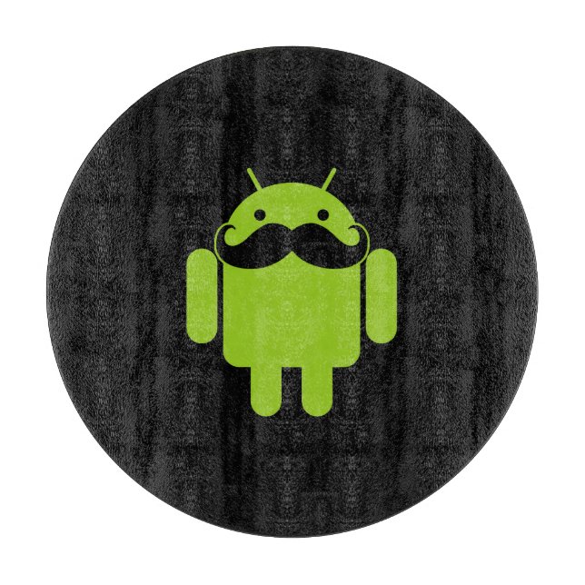 Android Robot Mustache Style auf schwarz Schneidebrett (Vorderseite)