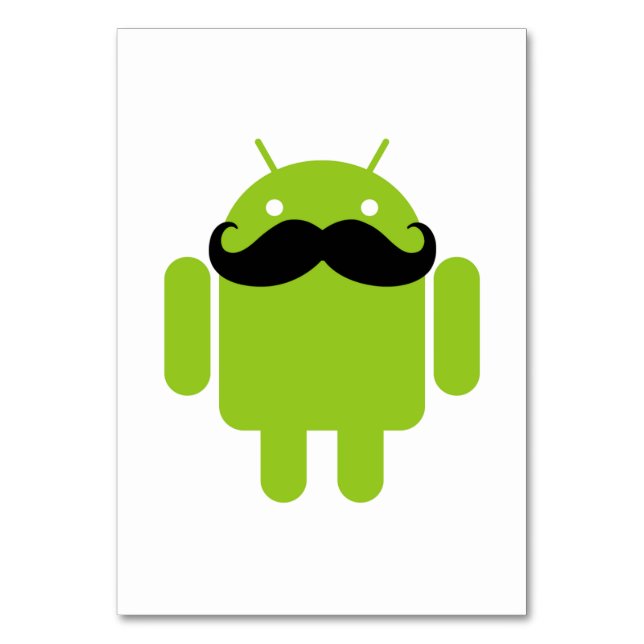 Android Robot Mustache Tischnummer (Vorderseite)