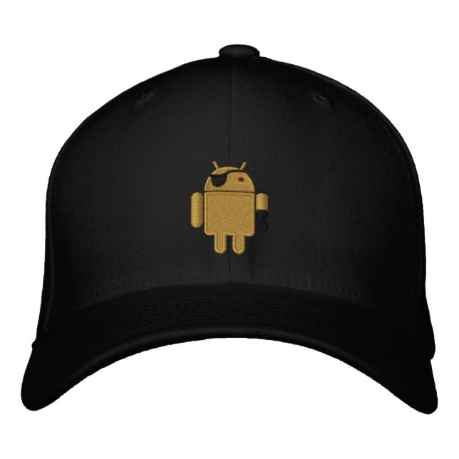Android Robot Pirate Embroidery Bestickte Baseballkappe (Vorderseite)