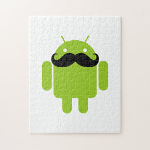 Android Robot Whimsical Mustache Style