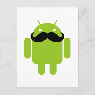 Android Robot Whimsical Mustache Style Postkarte
