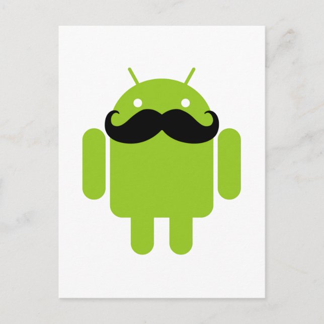 Android Robot Whimsical Mustache Style Postkarte (Vorderseite)
