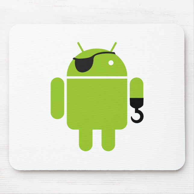 Android-Roboter-Pirat-Grafik Mousepad (Vorne)