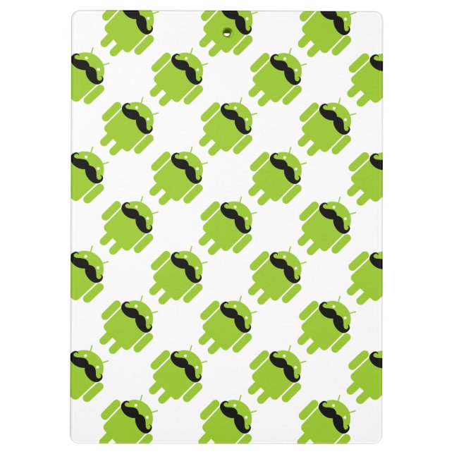 Android-Roboter Whimsical-Schnurrbart-Stil Klemmbrett (Rückseite)