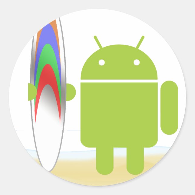 Android Surfer Runder Aufkleber (Vorderseite)