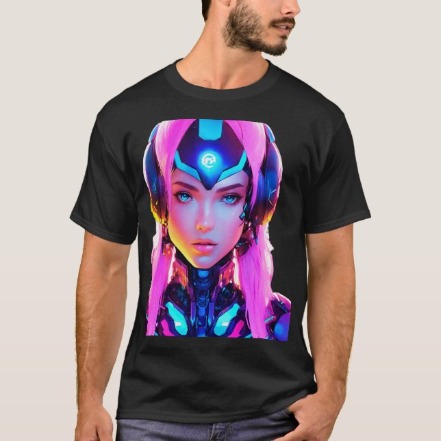 Android Techno Space Girl T-Shirt (Vorderseite)