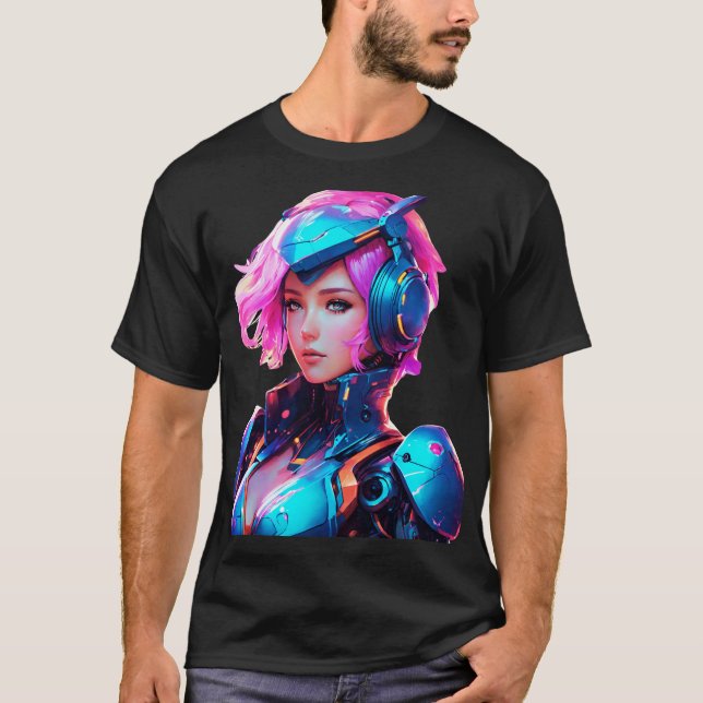 Android Techno Space Girl T-Shirt (Vorderseite)