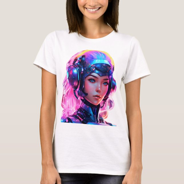 Android Techno Space Girl T-Shirt (Vorderseite)