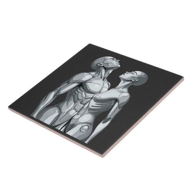 Android Union: Cyborg Couple Ceramic Tile Art Fliese (Seite)