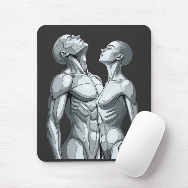 Android Union: Cyborg Couple Futuristic Mousepad (Mit Mouse)