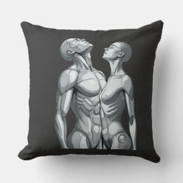 Android Union: Cyborg Couple Throw Pillow Kissen