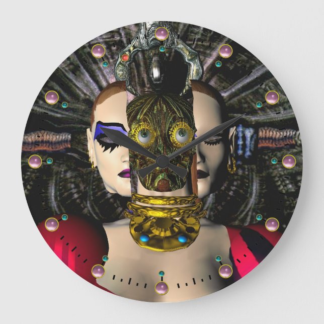 ANDROID XENIA SPACESHIP PILOT-Science Fiction Große Wanduhr (Vorderseite)