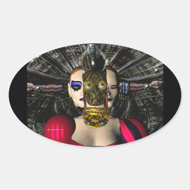 ANDROID XENIA SPACESHIP PILOT, Science Fiction Ovaler Aufkleber (Vorderseite)