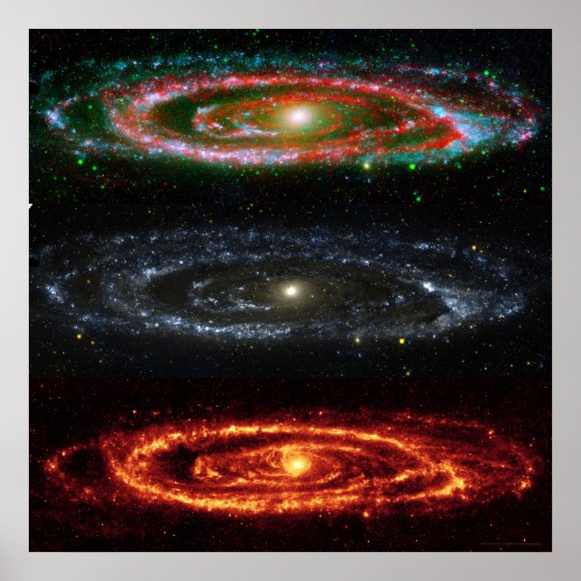 Andromeda Galaxy in Red-Vis-UV 48x48 (35x35) Poster (Vorne)