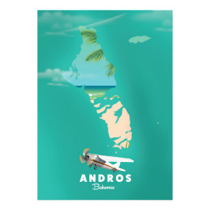 Andros Bahamas Vacation Karte. Fotodruck
