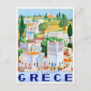 Andros Griechenland Vintage Reiseposter Restaurier Postkarte