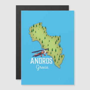 Andros Griechische Karte Illustriertes Reiseplakat