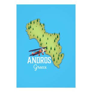 Andros Griechische Karte Illustriertes Reiseplakat Fotodruck