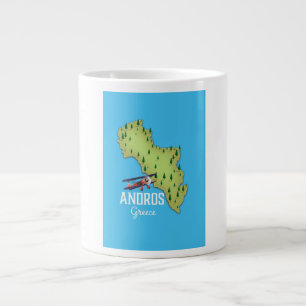 Andros Griechische Karte Illustriertes Reiseplakat Jumbo-Tasse