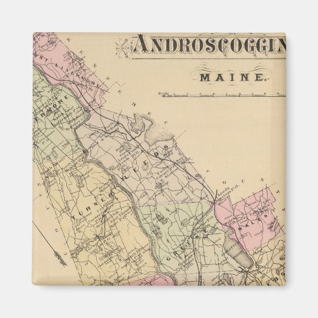 Androscoggin Landkreis, Maine Map Magnet (Vorne)
