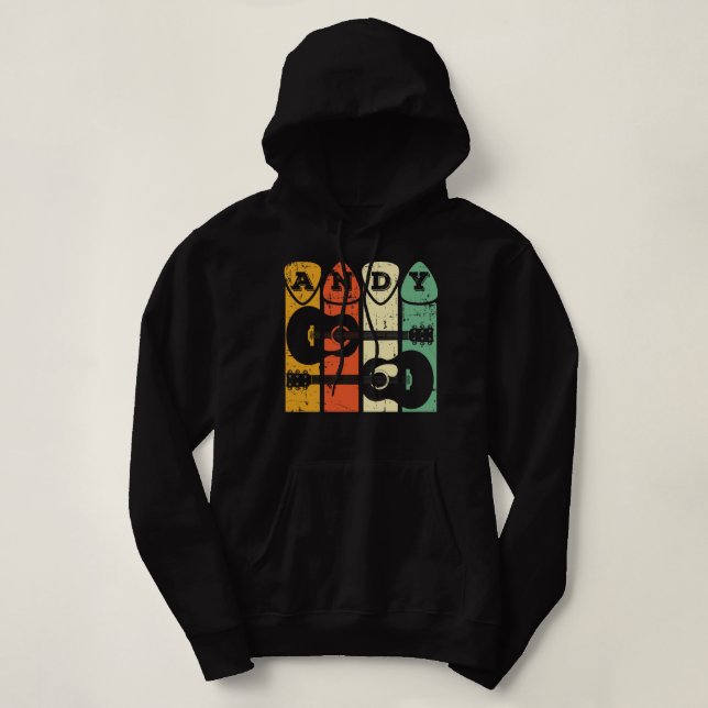 Andy Guitar Retro Pick Andy Guitar Musician Retro Hoodie (Design vorne)
