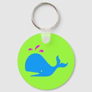 Andy Whale Singletons_aqua,magenta auf grün Schlüsselanhänger