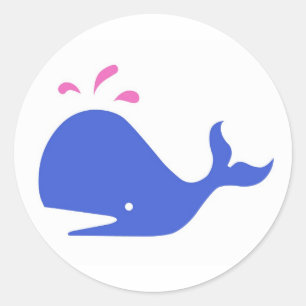 Andy Whale Singletons_blue,pink auf weiß Runder Aufkleber