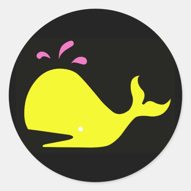 Andy Whale Singletons_gelb,rosa auf schwarz Runder Aufkleber (Vorderseite)