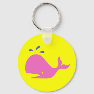 Andy Whale Singletons_pink,blau auf gelb Schlüsselanhänger