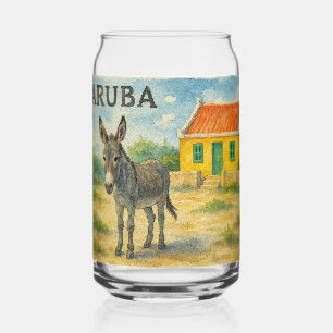 Âne d'Aruba avec aquarelle de maison Cunucu jaune