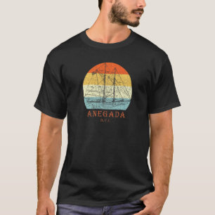 Anegada Bvi Vintage Retro Blaupausegelboot Urlaub T-Shirt