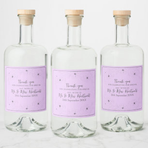Anemon auf den hellen Lilac Liquor Flaschenmarken Alkoholflaschenetikett