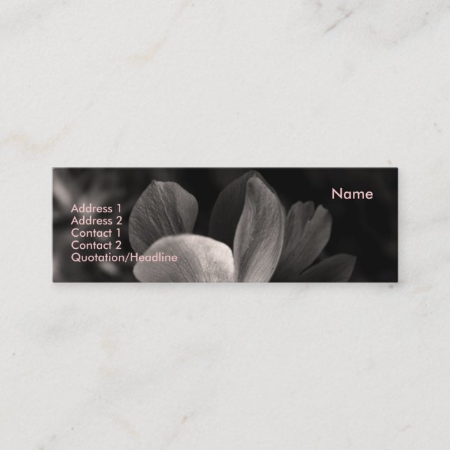 Anemone 2 Sepia Foto Mini Business Cards Mini Visitenkarte (Vorderseite)