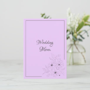 Anemone auf Helllila Hochzeitsmenükarte Einschluss Begleitkarte