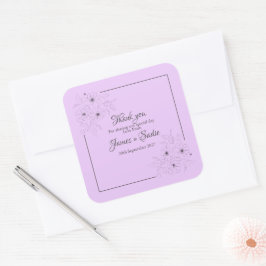Anemone auf Light Lilac Quadratischer Aufkleber
