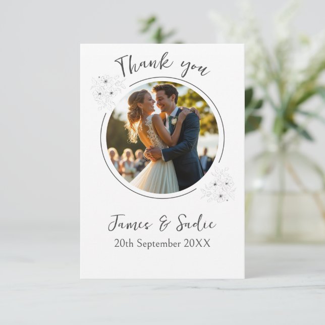 Anemone auf weißem Flat Dankeskarte (Stehend Vorderseite)