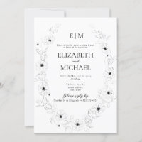 Anemone Black & White Floral Monogram Post Wedding