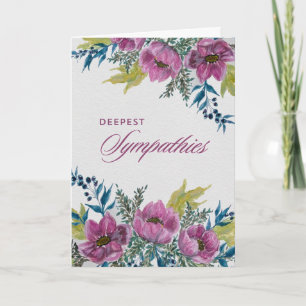 Anemone Blue & Pink Garland Sympathie Card Karte