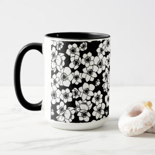 Anemone Blume Schwarz/Weiß Tasse