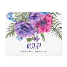 Anemone Blumen Hochzeit Antwort Postkarte
