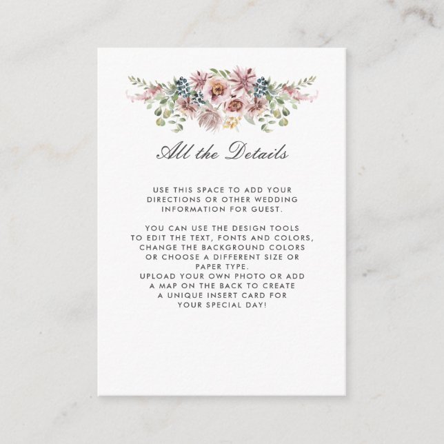 Anemone Blush | Blaue WEDDING Details Anfahrtswege Begleitkarte (Vorderseite)