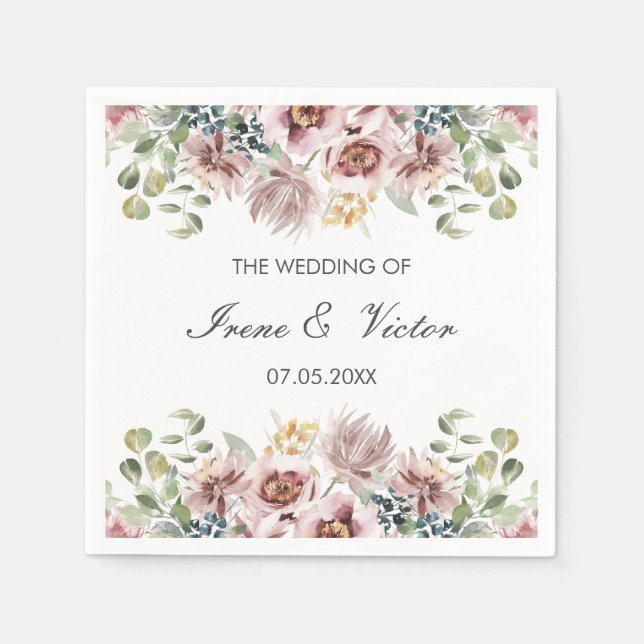 Anemone Blush | Dusty Palette Custom Hochzeit Serviette (Vorderseite)